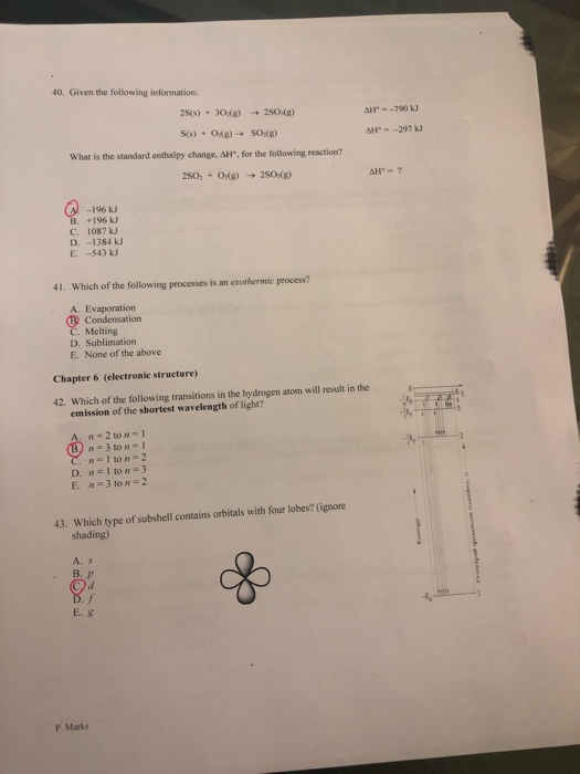 Solved 40. Given the following information: 25(s) + 30%) 250 | Chegg.com