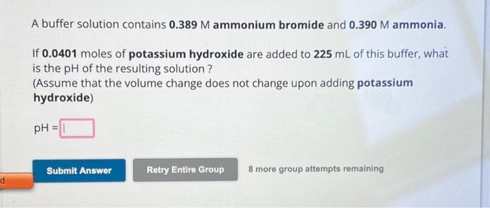 Solved A Buffer Solution Contains 0 242m Ammonium Chloride