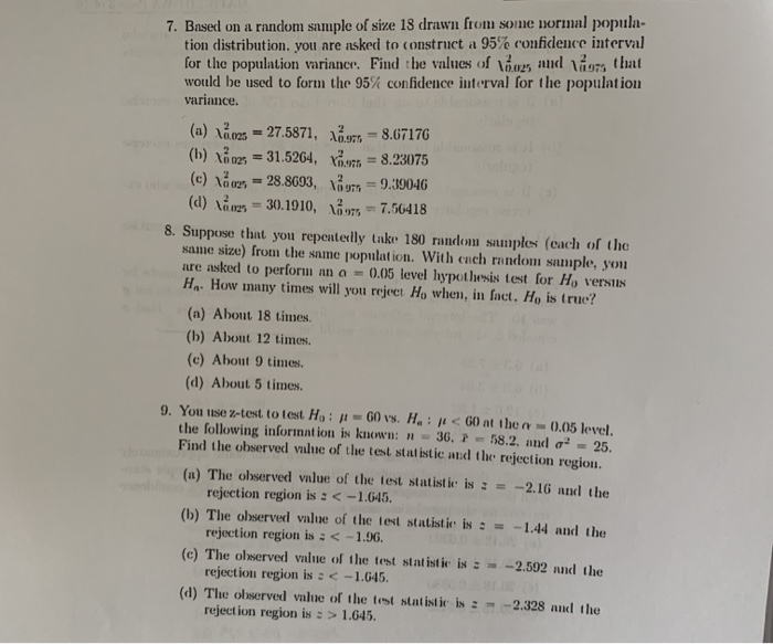 Solved 7. Based on a random sample of size 13 drawn from | Chegg.com