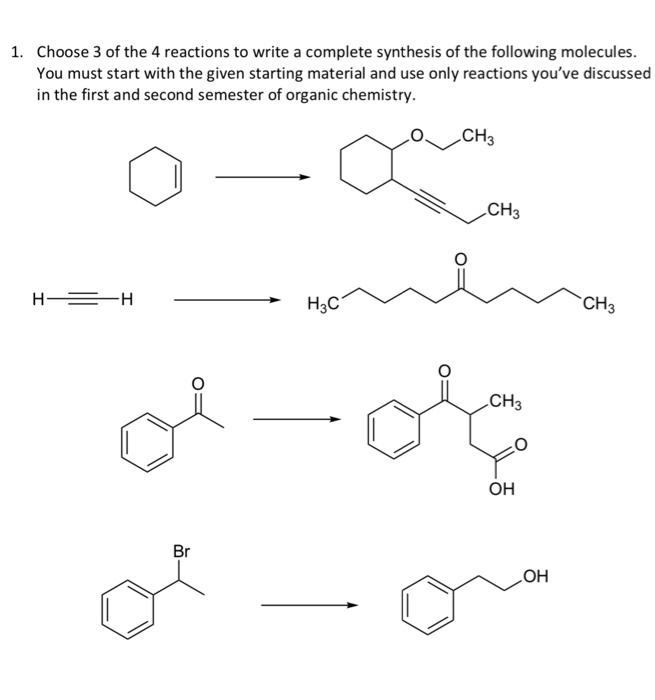 Solved 1. Choose 3 of the 4 reactions to write a complete | Chegg.com