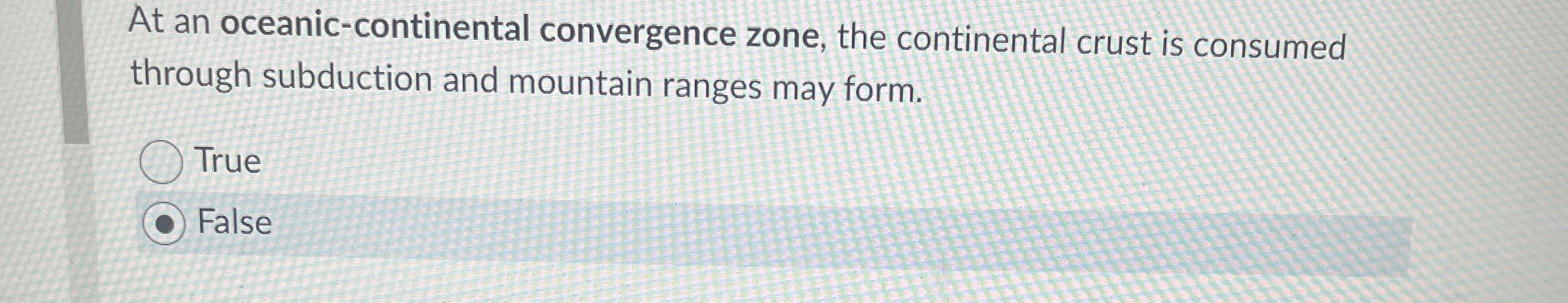 Solved At an oceanic-continental convergence zone, the | Chegg.com