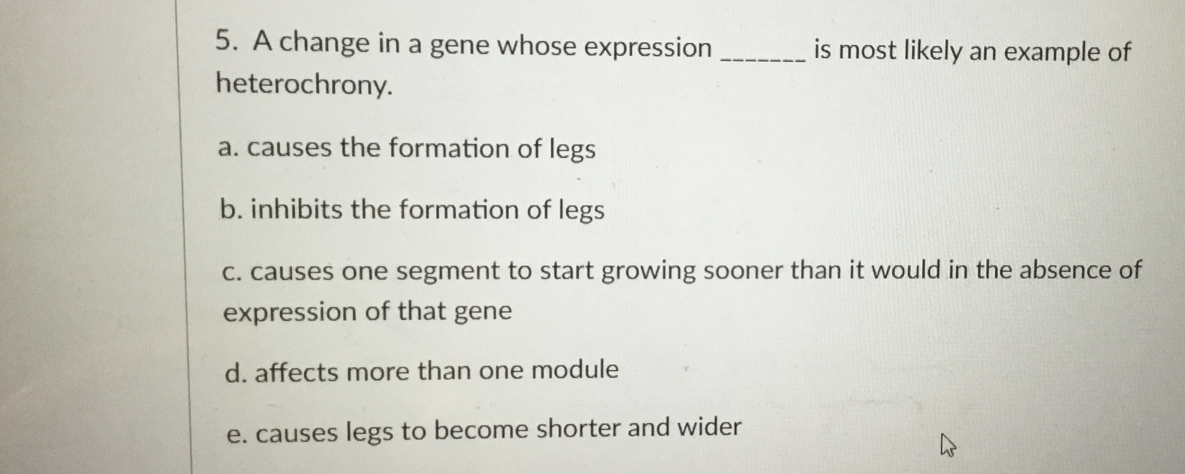 Solved A change in a gene whose expression is most likely an | Chegg.com