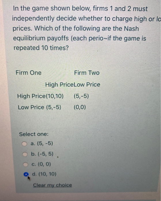 Solved In the game shown below, firms 1 and 2 must | Chegg.com