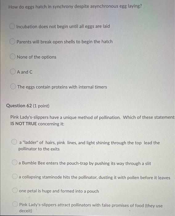 Solved How do eggs hatch in synchrony despite asynchronous
