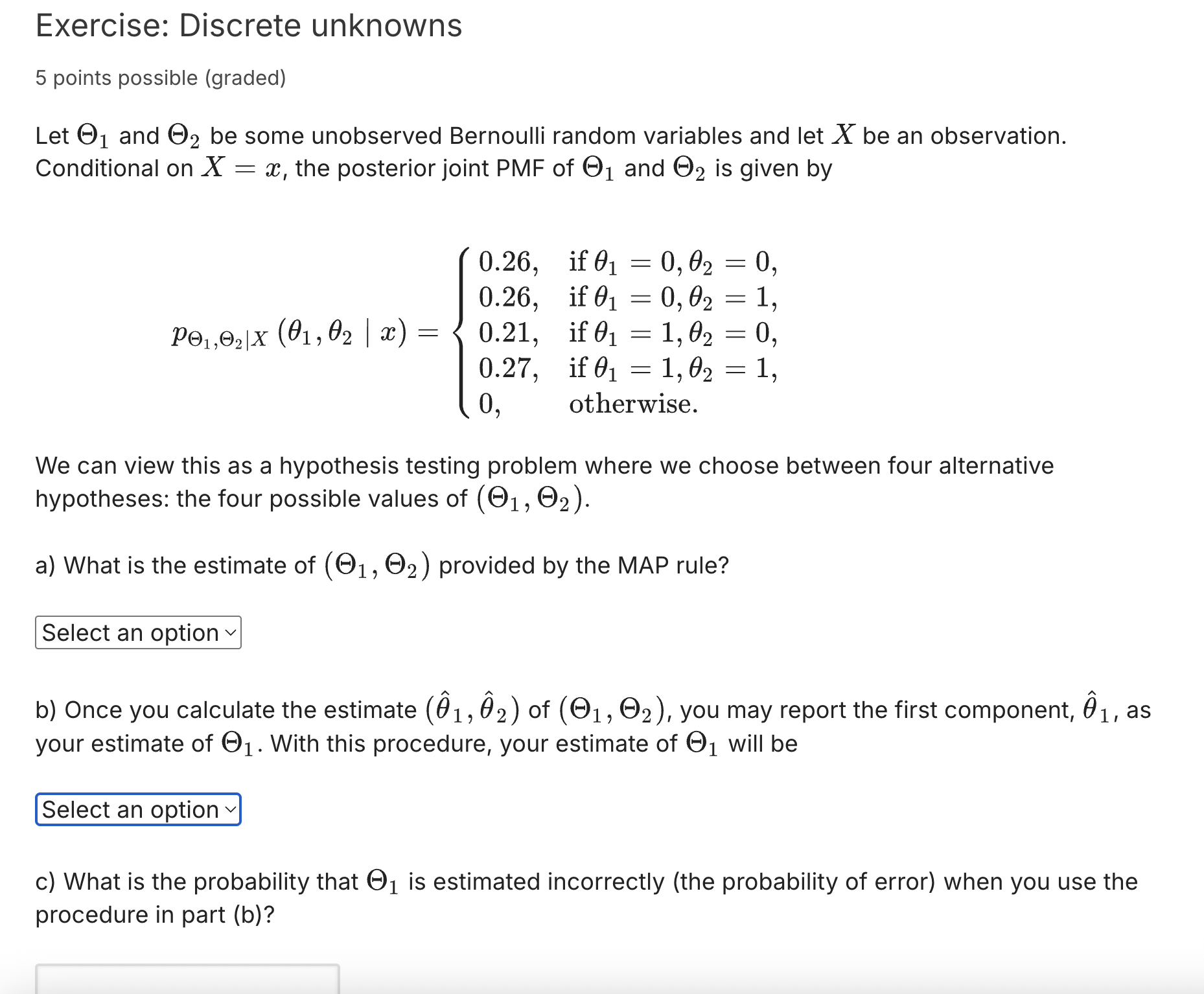 Solved Exercise: Discrete unknowns5 points possible | Chegg.com