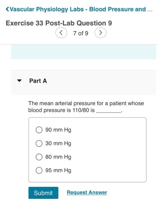 Solved The mean arterial pressure for a patient whose blood | Chegg.com