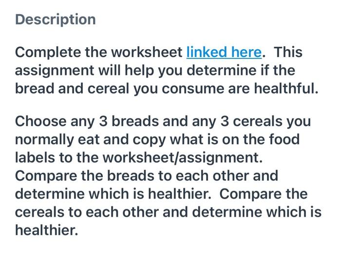 Solved Description Complete the worksheet linked here. This | Chegg.com