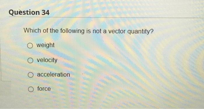 Solved Which of the following is not a vector quantity? | Chegg.com
