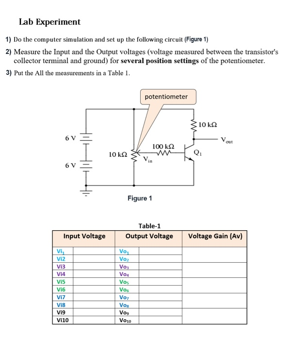 Solved Lab Experiment 1) Do the computer simulation and set | Chegg.com