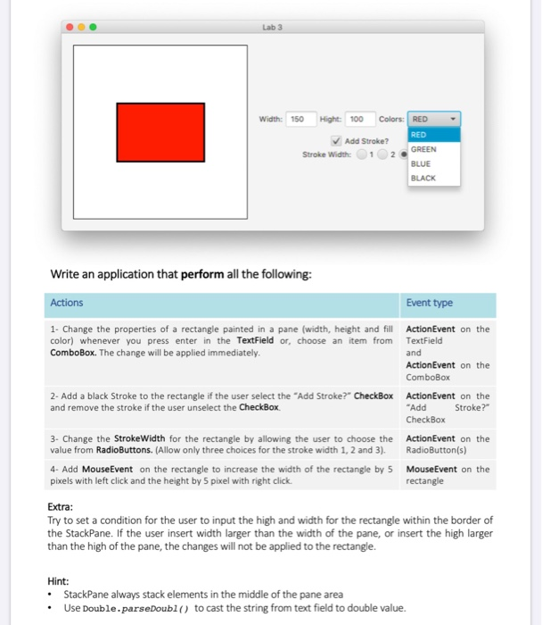 Lab 3 Width 150 Hight 100 Colors RED RED Add Chegg