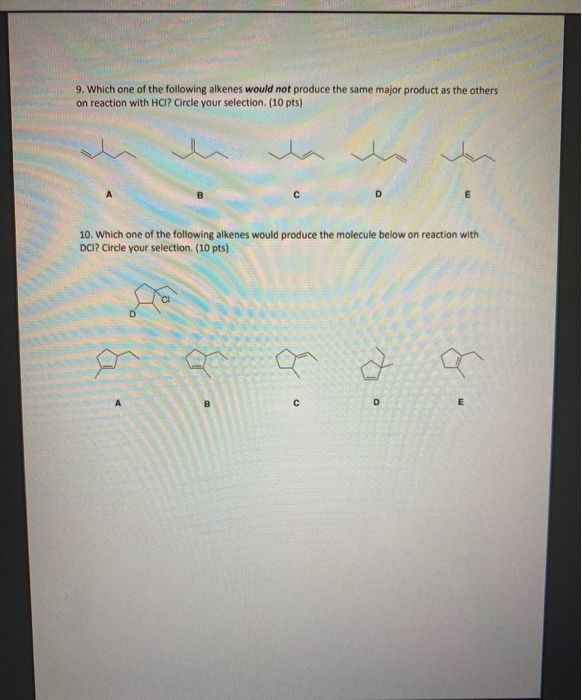 Solved 2. Select the major product of the following reaction | Chegg.com