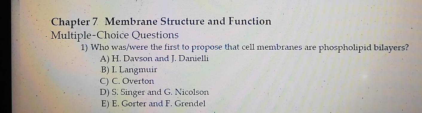 Solved Chapter 7 Membrane Structure And Function | Chegg.com