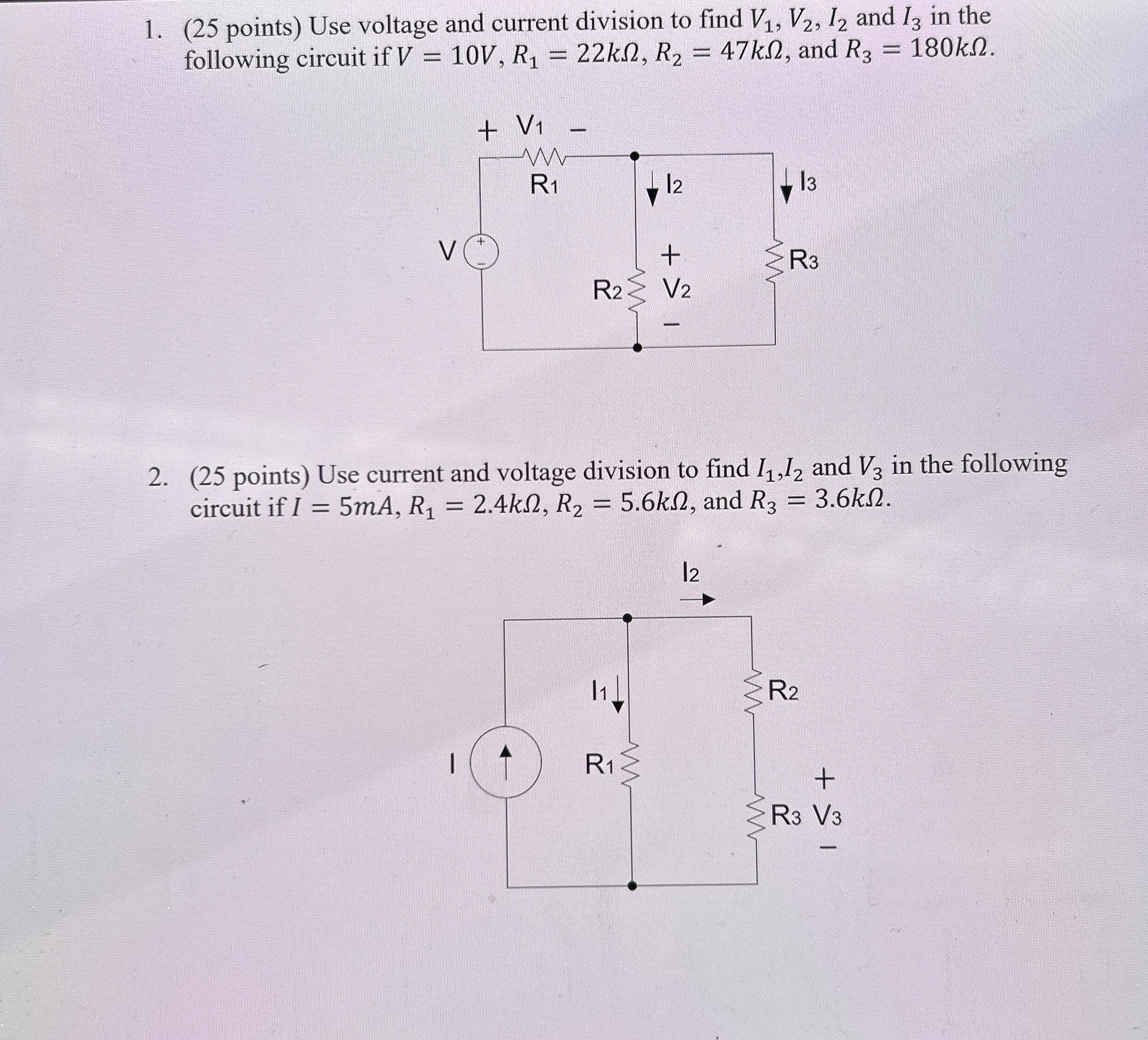 Solved Step( 25 ﻿points) ﻿Use voltage and current division | Chegg.com