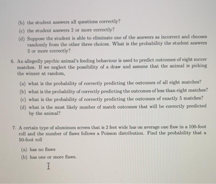 Solved (b) The Student Answers All Questions Correctly? (c) | Chegg.com