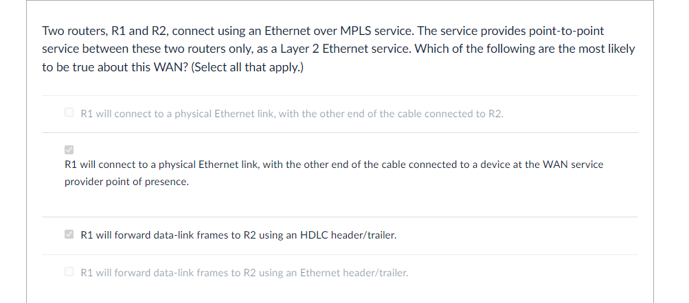 Solved Two routers, R1 ﻿and R2, ﻿connect using an Ethernet | Chegg.com