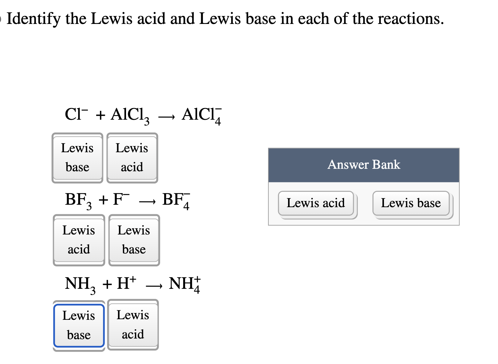 Solved Identify the Lewis acid and Lewis base in ﻿each of | Chegg.com
