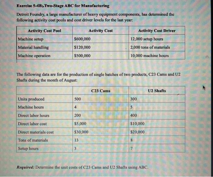 Solved Exercise 54B.TwoStage ABC for Manufacturing Detroit