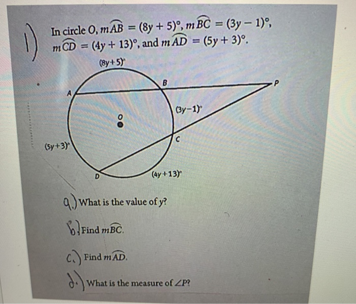 In Circle O M Ab 8y 5 M 3y 1 M Cd Chegg Com