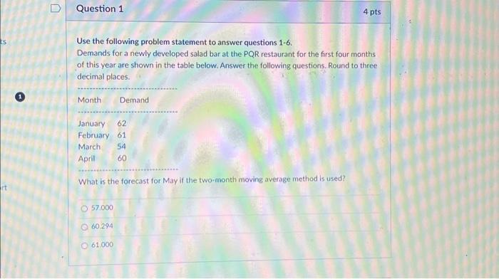 Solved Use the following problem statement to answer | Chegg.com