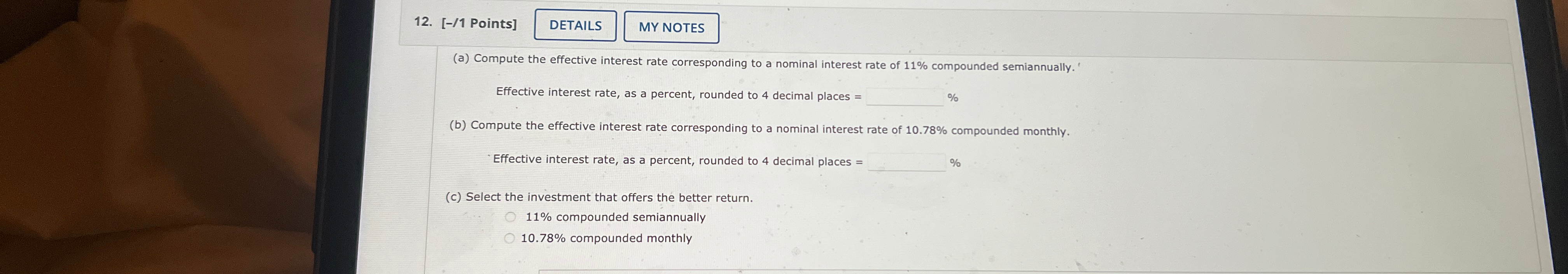 Solved [-/1 ﻿Points]MY NOTES(a) ﻿Compute the effective | Chegg.com
