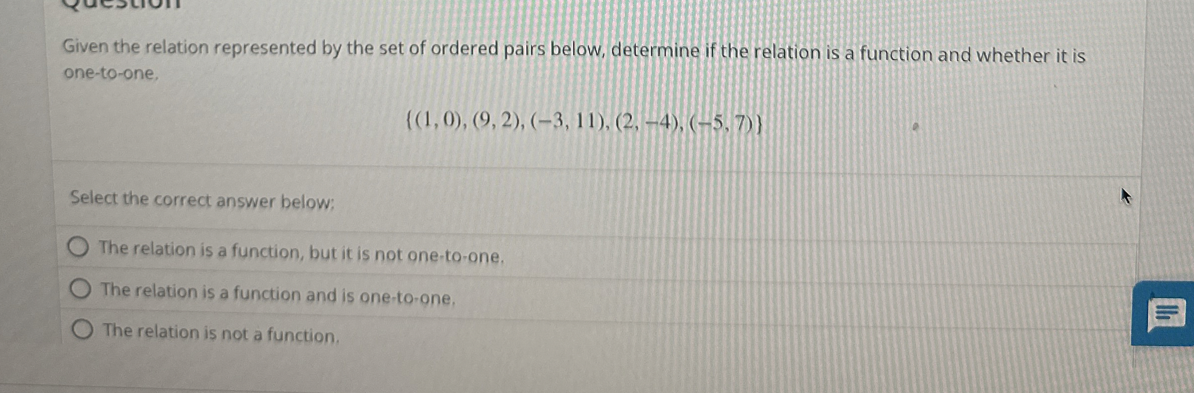 Solved Given the relation represented by the set of ordered | Chegg.com