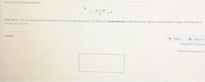 Solved Consider the following equation 1 Зу + бг 3 Step 2 of | Chegg.com
