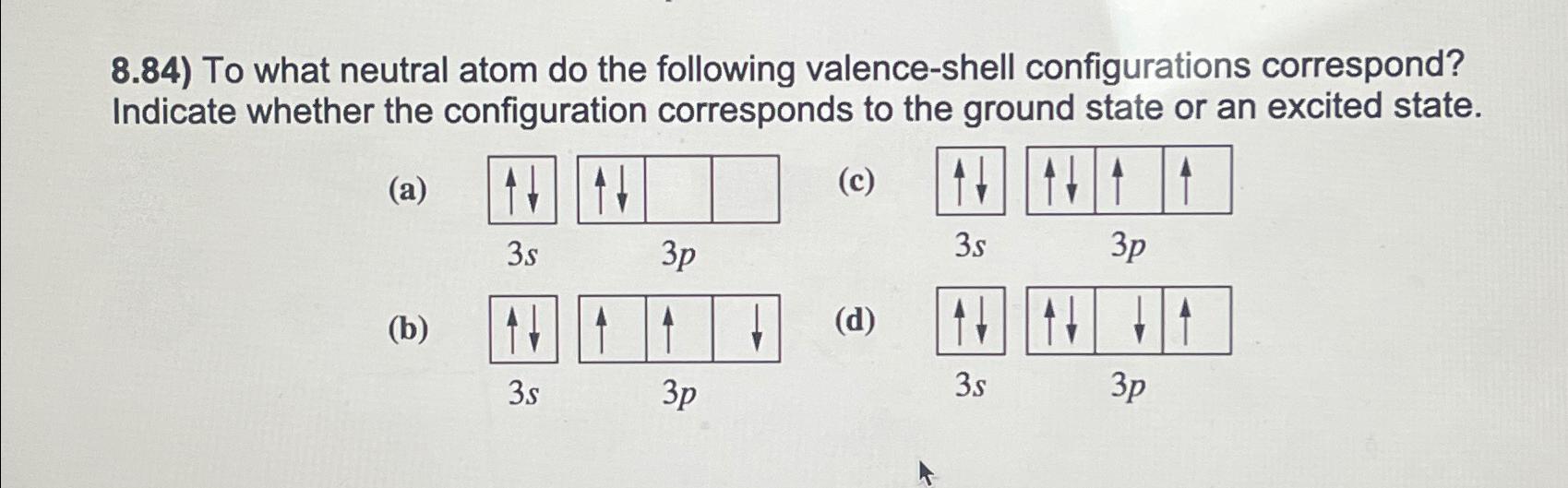Solved 8.84) ﻿To what neutral atom do the following | Chegg.com