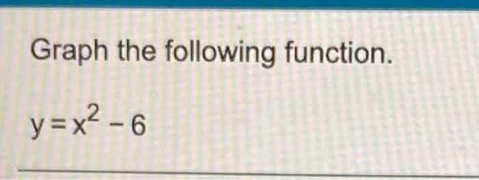 Solved Graph the following function. y=x2 - 6 Graph the | Chegg.com