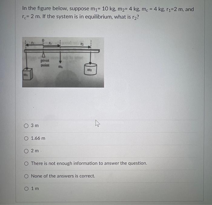 Solved In The Figure Below, Suppose M1=10 Kg,m2=4 Kg,mc=4 | Chegg.com