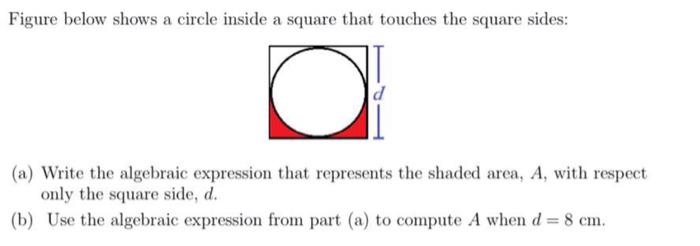 Solved Figure below shows a circle inside a square that | Chegg.com
