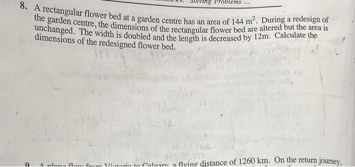 Solved 18 Problems 8. A rectangular flower bed at a garden | Chegg.com