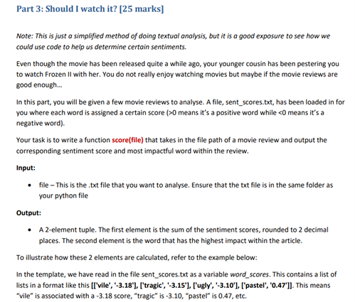 Solved Part 3: Should I watch it? [25 ﻿marks]Note: This is | Chegg.com