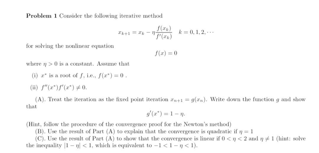 solved-problem-1-consider-the-following-iterative-method-chegg