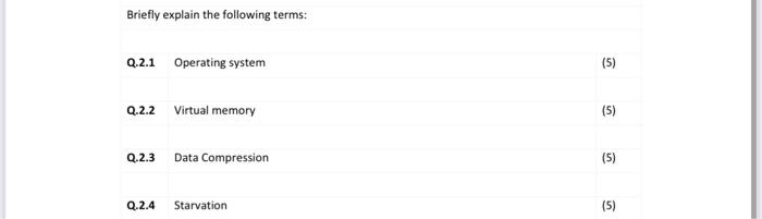 Solved Briefly explain the following terms: Q.2.1 Operating | Chegg.com