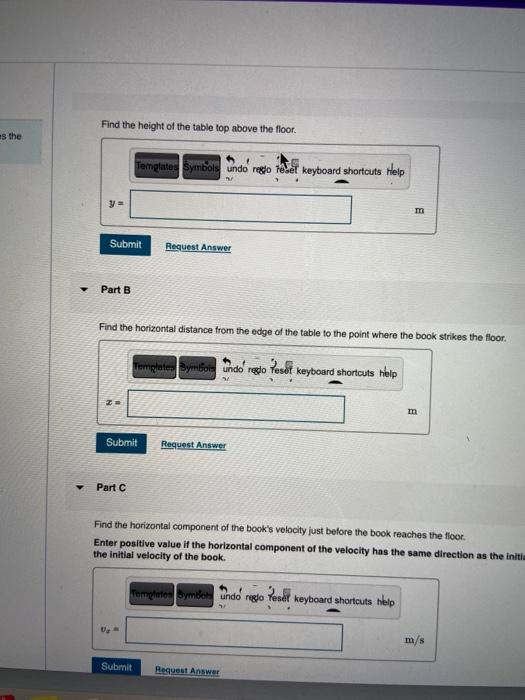 Solved A physics book slides off a horizontal table top with | Chegg.com