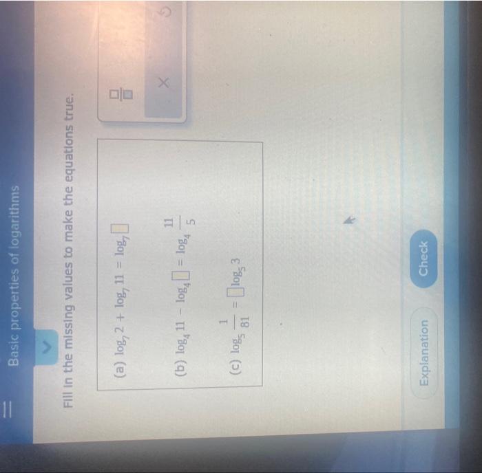 solved-basic-properties-of-logarithms-fill-in-the-missin