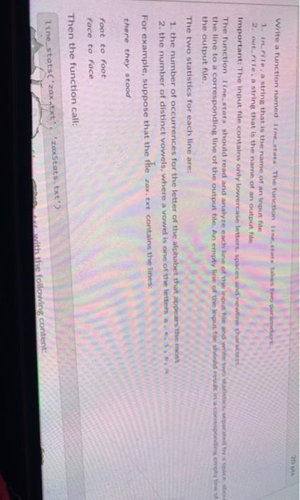 Solved Write a function named Tine stats the function is two | Chegg.com