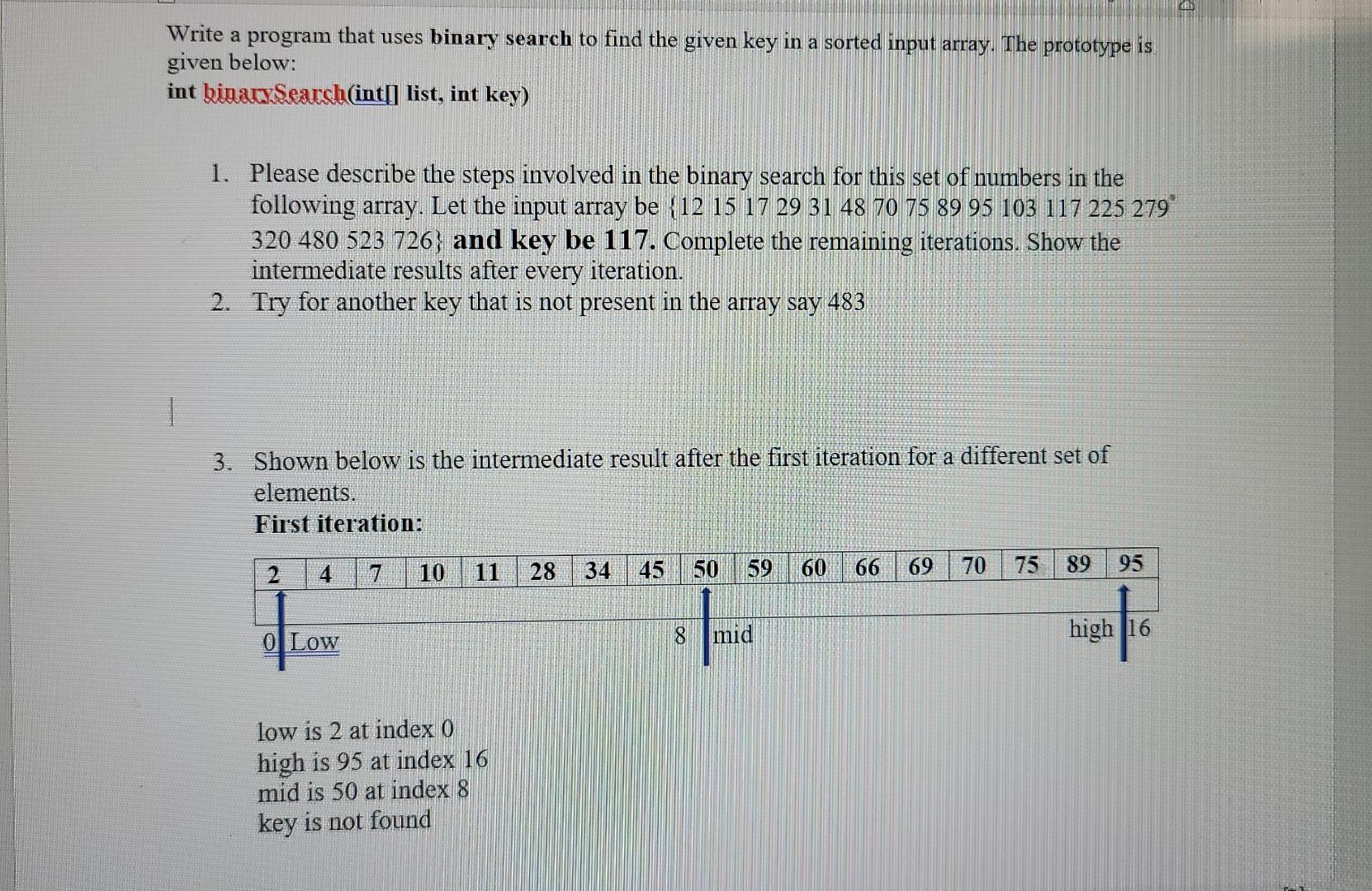 Solved Write a program that uses binary search to find the | Chegg.com