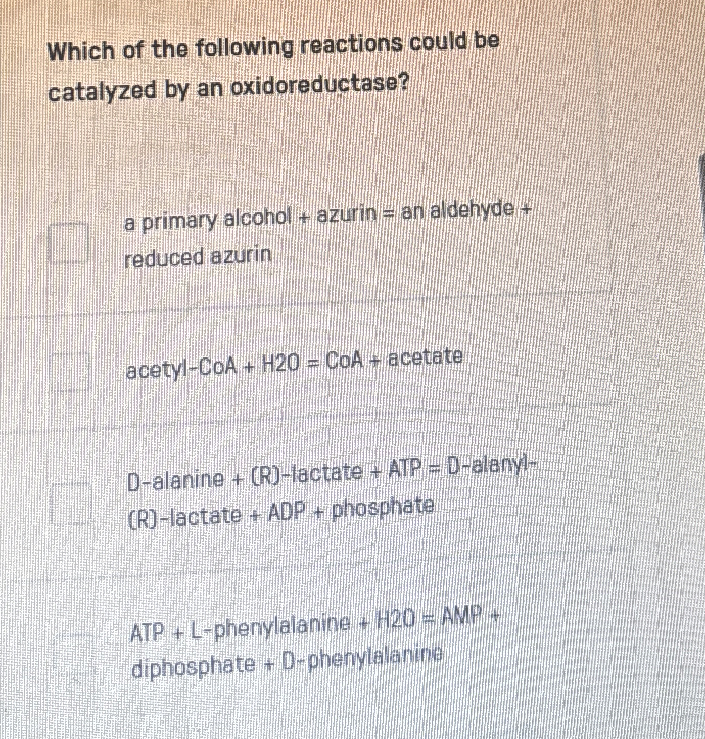 Solved Which of the following reactions could becatalyzed by | Chegg.com