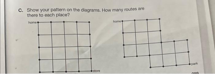 Solved C. Show your pattern on the diagrams. How many routes | Chegg.com