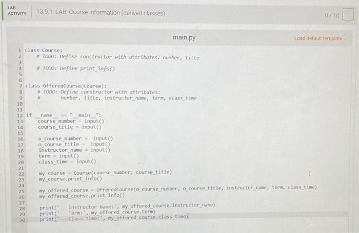 Solved Lab Course Information Derived Classes Define Chegg Com