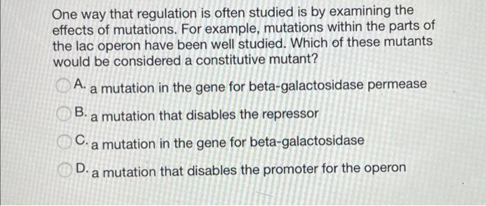Solved One way that regulation is often studied is by | Chegg.com