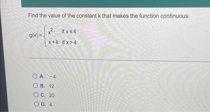 Solved Find the value of the constant k that makes the | Chegg.com