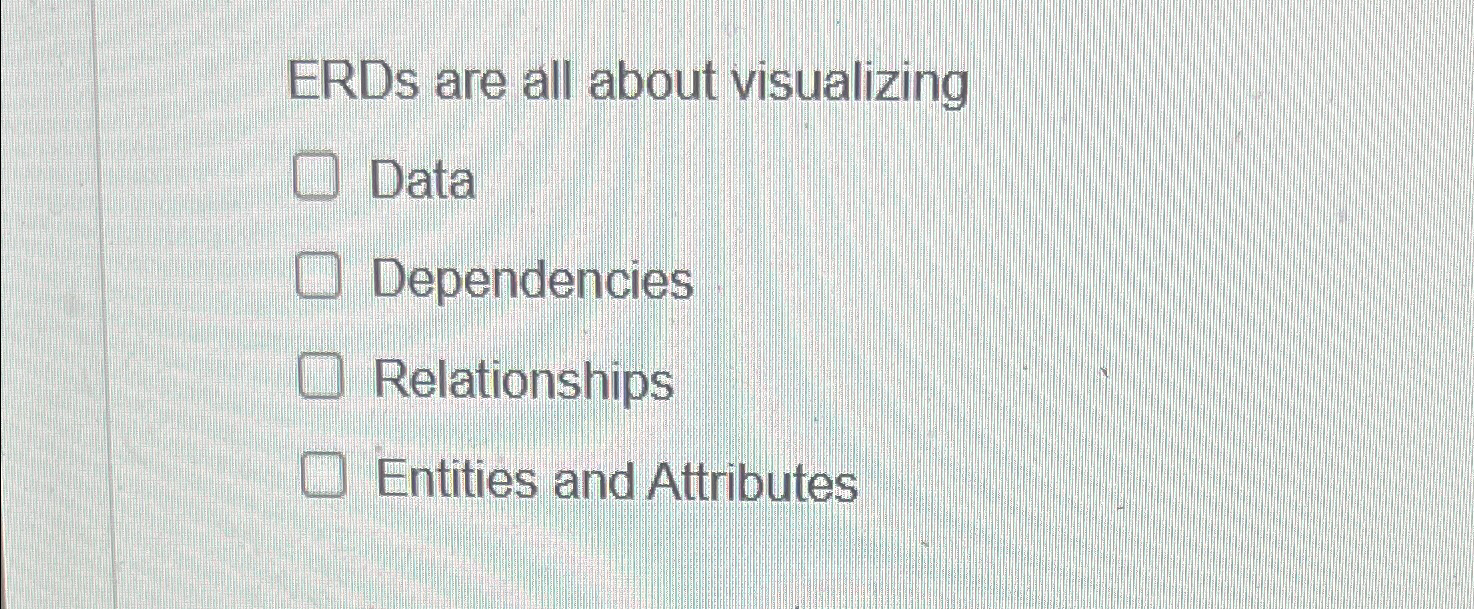 Solved ERDs are all about | Chegg.com