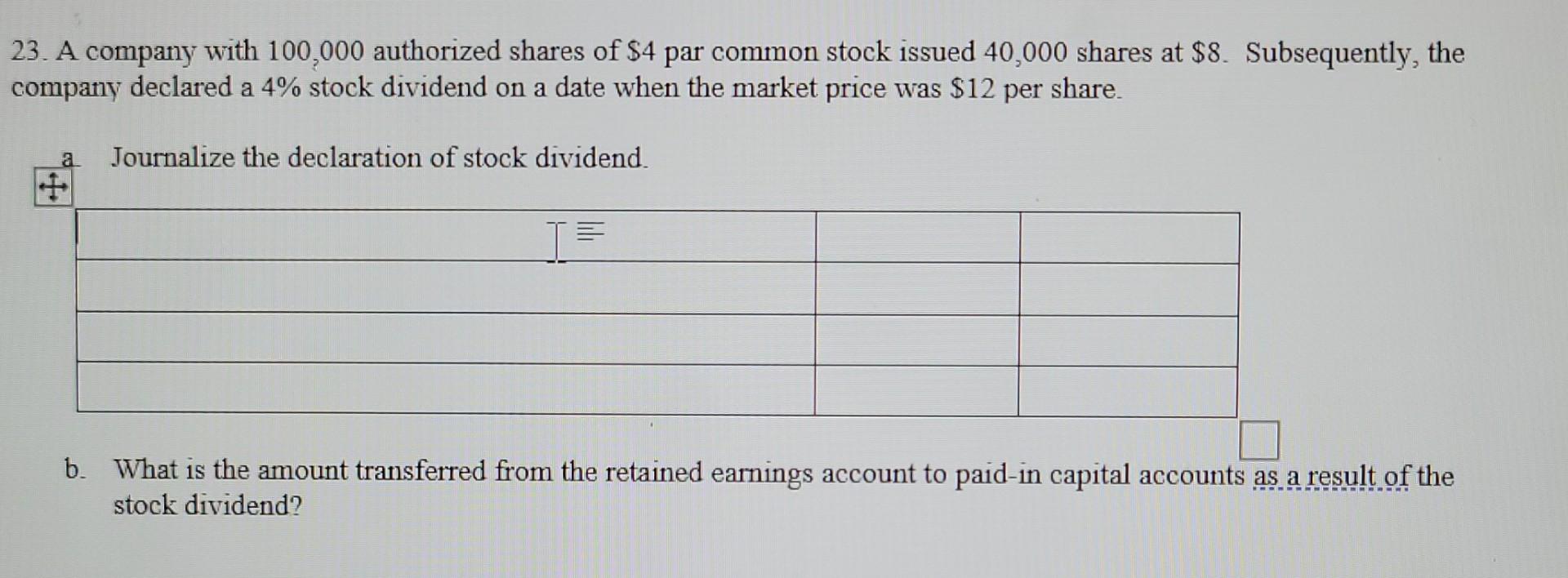 Solved 23 A Company With 100 000 Authorized Shares Of 4 Chegg