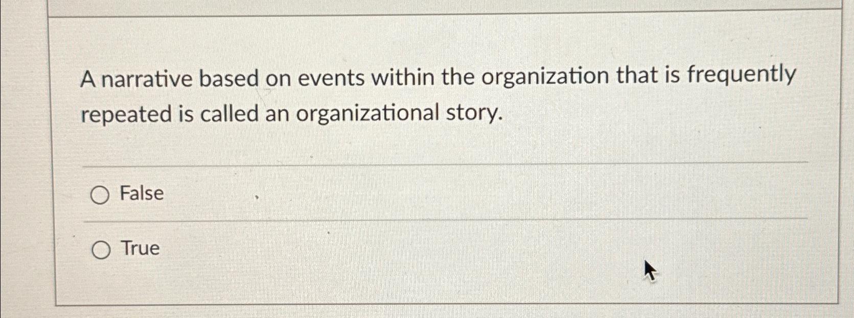 Solved A narrative based on events within the organization