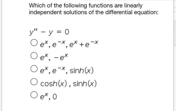 Solved Which of the following functions are linearly | Chegg.com