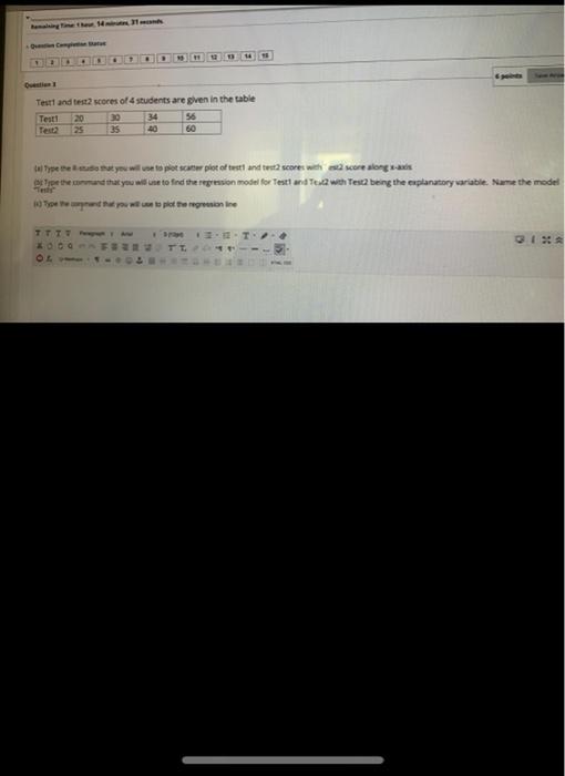 Solved Test and test scores of 4 students are given in the | Chegg.com