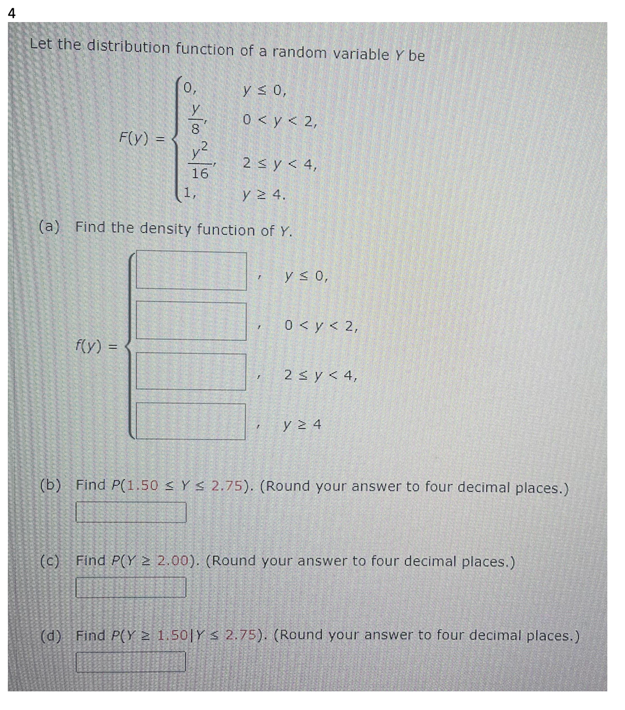 Solved Let the distribution function of a random variable Y | Chegg.com