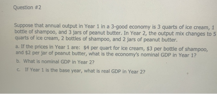 Solved Question #2 Suppose that annual output in Year 1 in a | Chegg.com